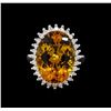 Image 2 : 14KT White Gold 12.00 ctw Citrine and Diamond Ring