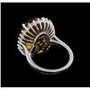 Image 3 : 14KT White Gold 12.00 ctw Citrine and Diamond Ring