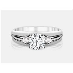 Cubic Zirconia and Diamond Ring - 14KT White Gold