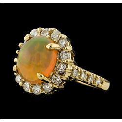 2.62 ctw Opal and Diamond Ring - 14KT Yellow Gold