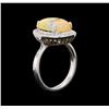 Image 4 : 3.50 ctw Opal and Diamond Ring - 14KT White Gold