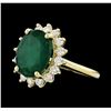 Image 1 : 5.51 ctw Emerald and Diamond Ring - 14KT Yellow Gold