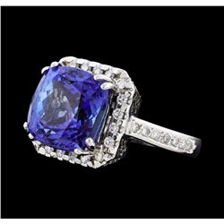 8.00 ctw Tanzanite and Diamond Ring - 14KT White Gold