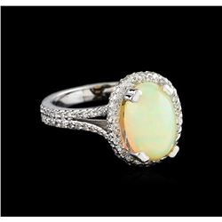 2.43 ctw Opal and Diamond Ring - 14KT White Gold