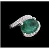 Image 1 : 4.85 ctw Emerald and Diamond Ring - 14KT White Gold