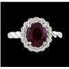 Image 2 : 3.00 ctw Ruby and Diamond Ring - 14KT White Gold