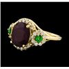 Image 1 : 5.47 ctw Ruby, Tsavorite, and Diamond Ring - 14KT Yellow Gold