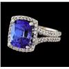Image 1 : 4.36 ctw Tanzanite and Diamond Ring - 14KT White Gold