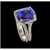 Image 4 : 4.36 ctw Tanzanite and Diamond Ring - 14KT White Gold