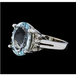 5.01 ctw Aquamarine and Diamond Ring - 14KT White Gold