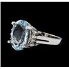 Image 1 : 5.01 ctw Aquamarine and Diamond Ring - 14KT White Gold