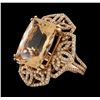 Image 1 : 13.43 ctw Morganite and Diamond Ring - 14KT Rose Gold