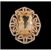 Image 2 : 13.43 ctw Morganite and Diamond Ring - 14KT Rose Gold