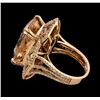 Image 3 : 13.43 ctw Morganite and Diamond Ring - 14KT Rose Gold