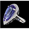 Image 1 : 9.18 ctw Tanzanite and Diamond Ring - 14KT White Gold