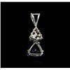 Image 2 : 1.01 ctw Blue Sapphire and Diamond Pendant - 14KT White Gold