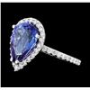 Image 1 : 4.07 ctw Tanzanite and Diamond Ring - 14KT White Gold