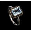 Image 4 : 2.23 ctw Aquamarine and Diamond Ring - 14KT White Gold