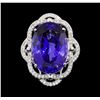 Image 2 : GIA Cert 25.82 ctw Tanzanite and Diamond Ring - 14KT White Gold
