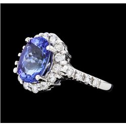 3.30 ctw Tanzanite and Diamond Ring - 14KT White Gold