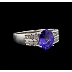 2.00 ctw Tanzanite and Diamond Ring - 14KT White Gold