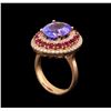 Image 4 : 14KT Rose Gold 6.61 ctw Tanzanite, Ruby and Diamond Ring