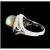 Image 3 : Pearl and Diamond Ring - 14KT White Gold