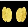 Image 1 : Double Oval Post Earrings - Gold Plated