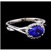 Image 1 : 1.27 ctw Tanzanite and Diamond Ring - 14KT White Gold