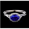 Image 2 : 1.27 ctw Tanzanite and Diamond Ring - 14KT White Gold