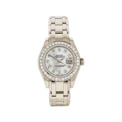 Rolex 18KT White Gold Diamond Masterpiece Pearlmaster Ladies Watch