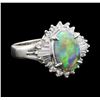 Image 1 : 1 ctw Black Opal and Diamond Ring - Platinum