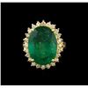 Image 2 : 14KT Yellow Gold 9.11 ctw Emerald and Diamond Ring