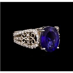 14KT White Gold 4.10 ctw Tanzanite and Diamond Ring