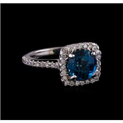 2.85 ctw London Blue Topaz and Diamond Ring - 14KT White Gold