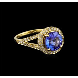 14KT Yellow Gold 2.96 ctw Tanzanite and Diamond Ring