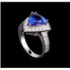 Image 4 : 3.26 ctw Tanzanite and Diamond Ring - 14KT White Gold