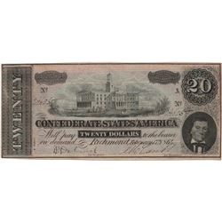 1864 $20 Confederate States of America Bank Note
