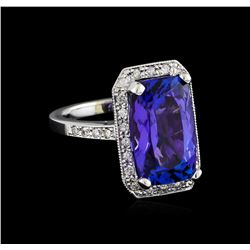 6.75 ctw Tanzanite and Diamond Ring - 14KT White Gold