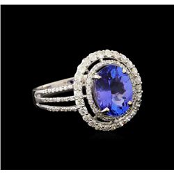 2.66 ctw Tanzanite and Diamond Ring - 14KT White Gold