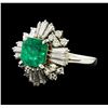 Image 1 : 1.64 ctw Emerald and Diamond Ring - Platinum