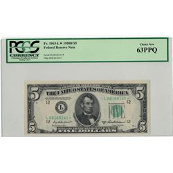 1950-B $5 PCGS Choice New 63PPQ Federal Reserve Note