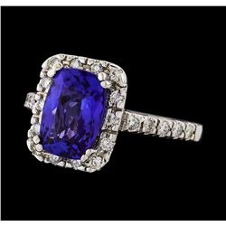 2.61 ctw Tanzanite and Diamond Ring - 14KT White Gold