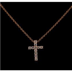 0.34 ctw Diamond Cross Pendant With Chain - 14KT Rose Gold