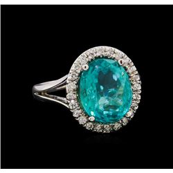 4.15 ctw Apatite and Diamond Ring - 14KT White Gold