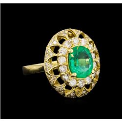 14KT Yellow Gold 2.28 ctw Emerald and Diamond Ring