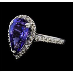 3.06 Tanzanite and Diamond Ring - 14KT White Gold