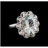 Image 1 : 4.93 ctw Aquamarine and Diamond Ring - 14KT White Gold