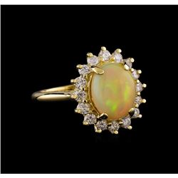 1.90 ctw Opal and Diamond Ring - 14KT Yellow Gold