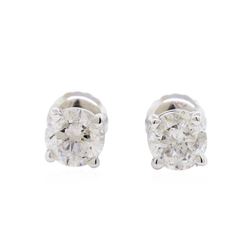 1.00 ctw Diamond Stud Earrings - 14KT White Gold